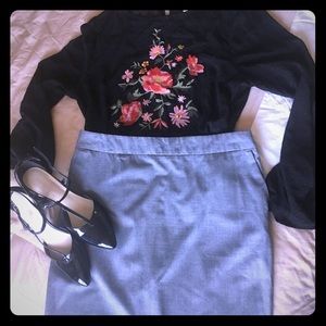 Classic gray pencil skirt